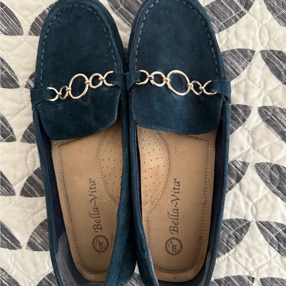 Bella Vita Women's Suede Loafers - Dark Blue